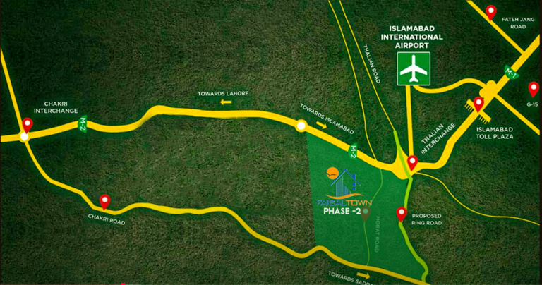 Faisal Town Phase 2 road and map location