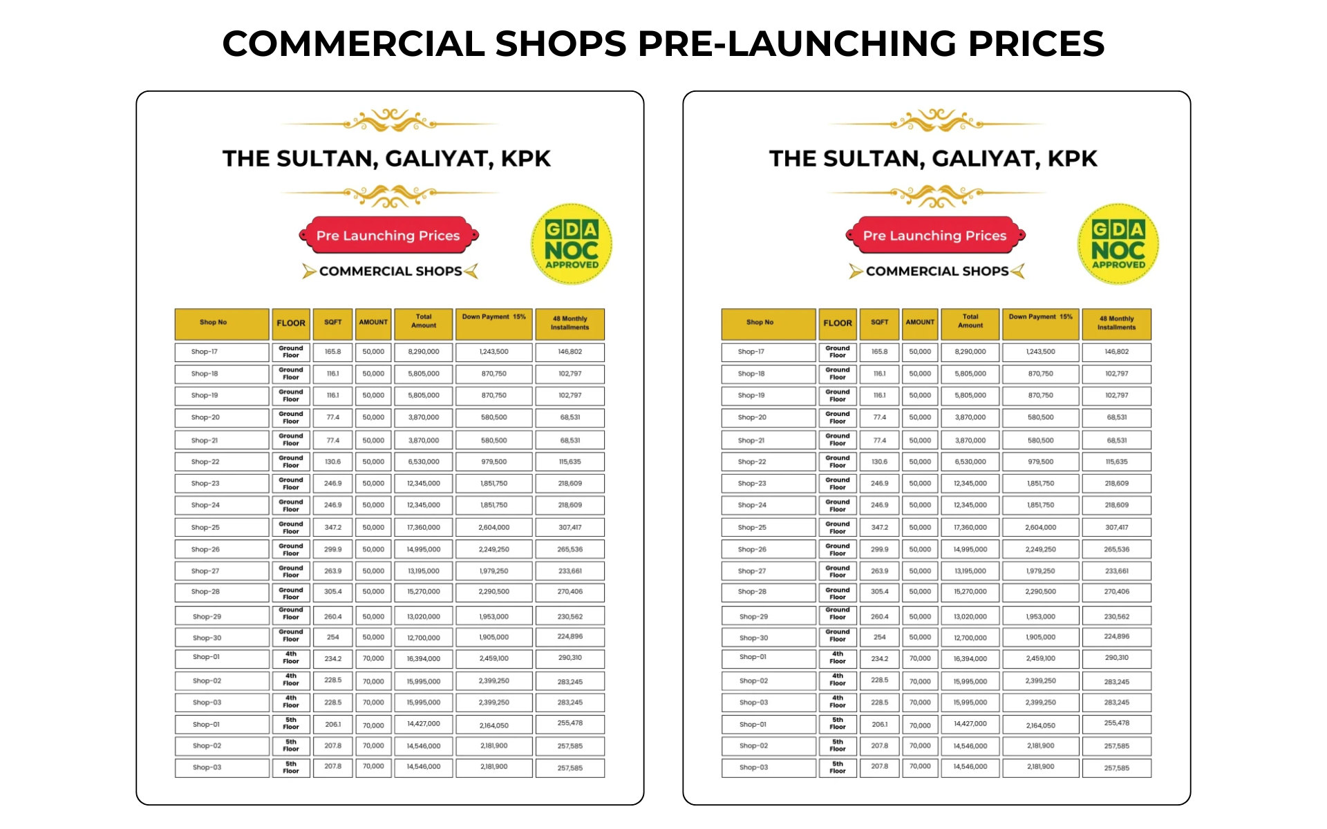 The Sultan (Galiyat) Payment Plan - Shops
