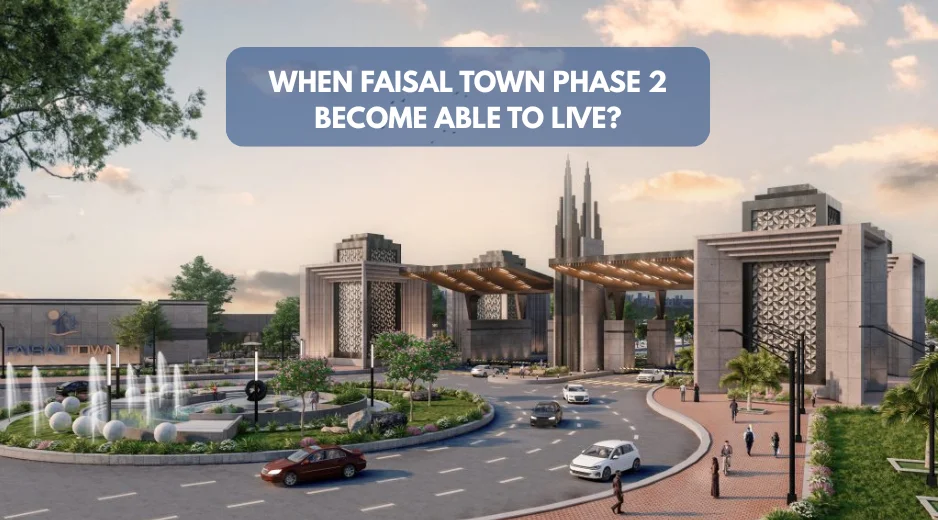 Aerial view showing rapid construction and main access roads of Faisal Town Phase 2 Islamabad.