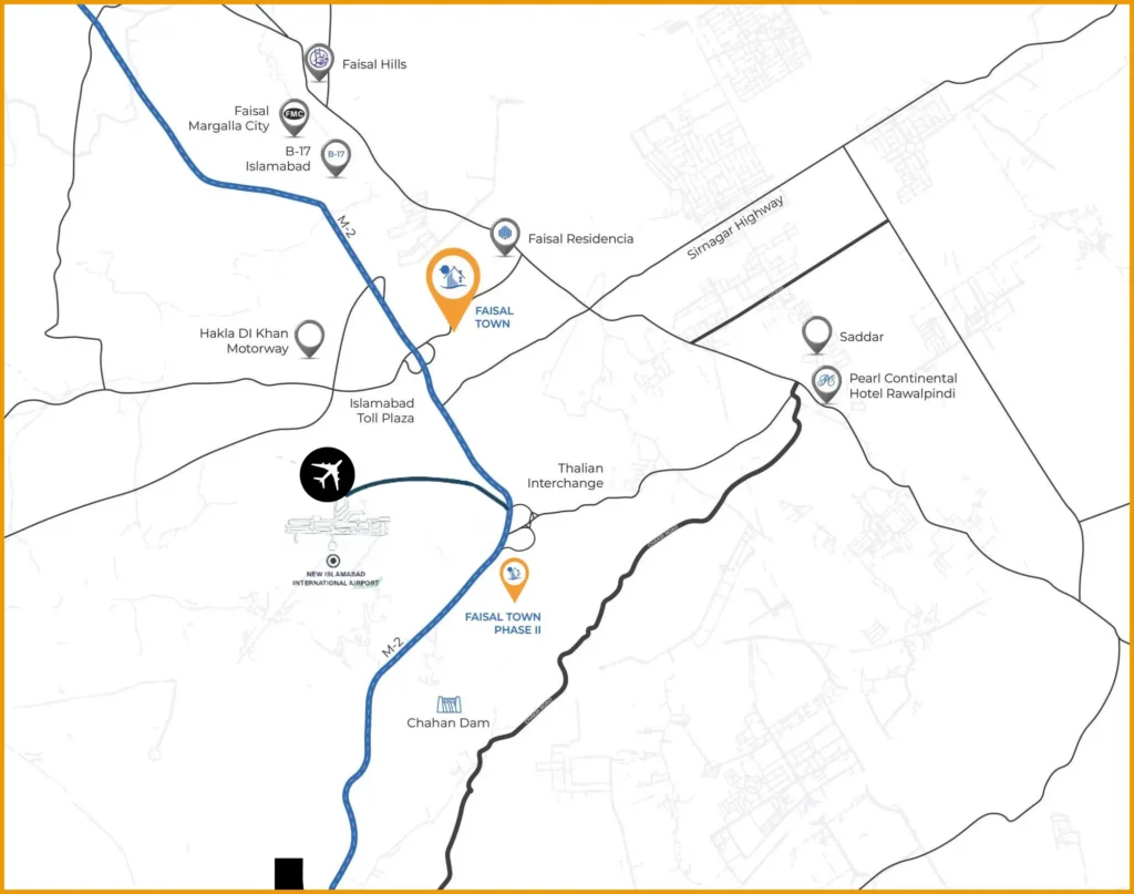 Faisal-Town-PHASE-II-Map, Location