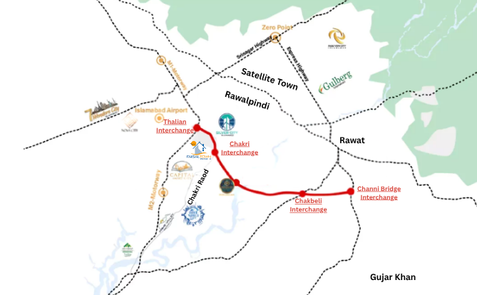 Ring Road Rawalpindi Map Importance with its nearby area