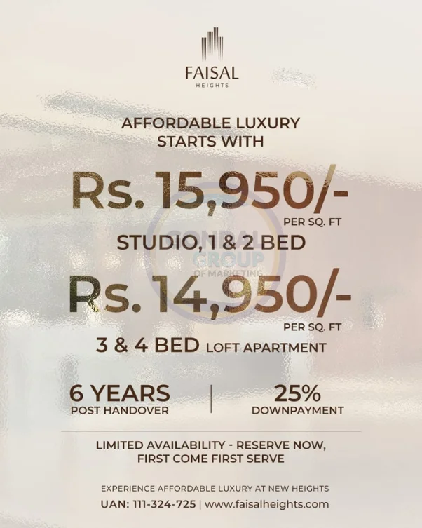 faisal heights new rates announced on 17 september 2025